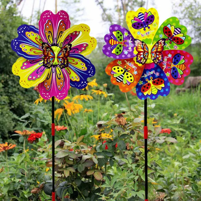 Butterfly Flower Windmill Colourful Wind Spinner Garden Yard Decor Kids Toyf-EL