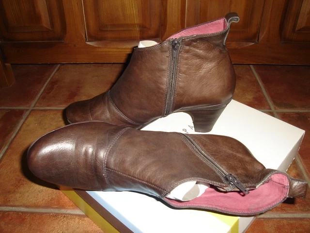 Bottines Boots Bottes Femme Fille Hispanitas Marron Cuir Double Cuir 41 T B Etat