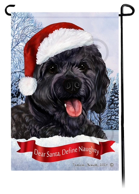 Dear Santa, Define Naughty Garden Flag - Black Cavapoo 036