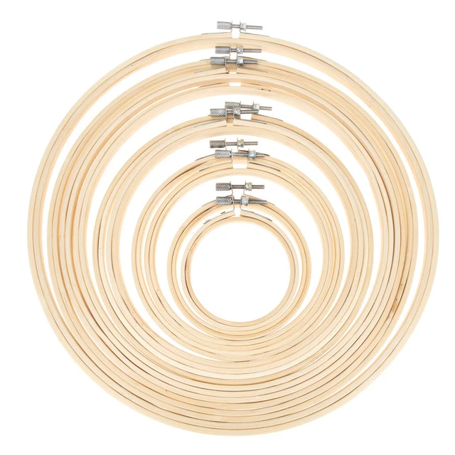 10 piezas de anillos de aro de macramé soporte bordado de bambú