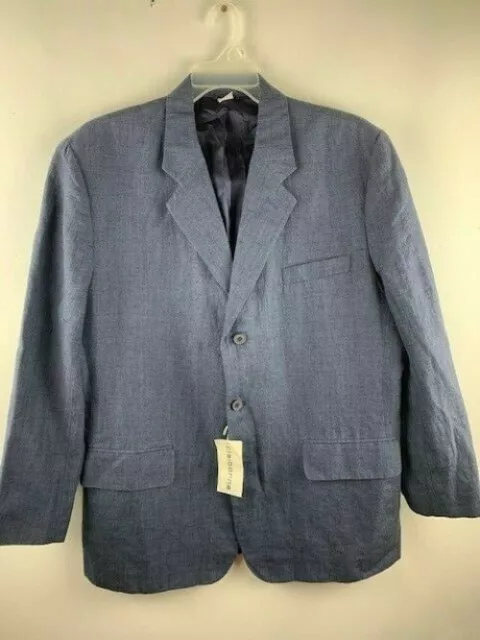 Claiborne Mens Linen Blend Sport Coat Blazer 3 Button 44R Dark Blue Gray NWT