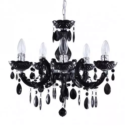 Litecraft Marie Therese Chandelier Ceiling Light Crystal Effect 5 Arm - Black