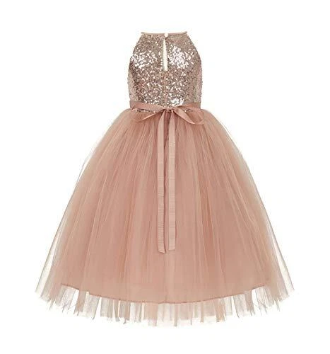 ekidsbridal Sequin Halter Junior Flower Girl Dresses Pretty Princess Ballroom