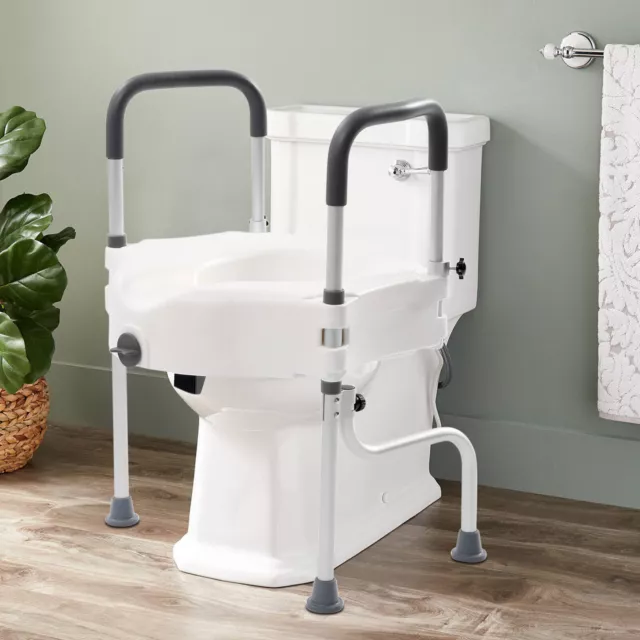 Toilettensitzerhöhung mit Armlehnen 11cm,WC Stzerhöhung für Senioren,Behinderten
