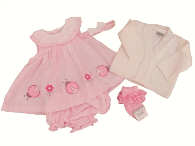 Coccinella abito estivo nuovo con etichette vestiti cardigan e calzini outfit 3 taglie