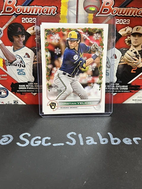 2022 Topps Holiday Christian Yelich Candy Cane Bat  SP Brewers And Base