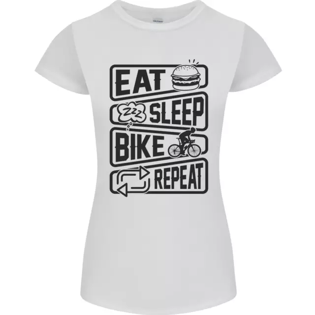 Ciclismo Eat Sleep Bicicletta Ripetere Divertente Donna Minuta Taglio Maglietta