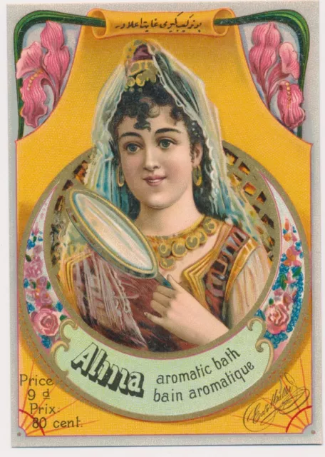 Alma orient  oriental damen Litho aromatic bath Etikett für Badezusatz 1890 (745