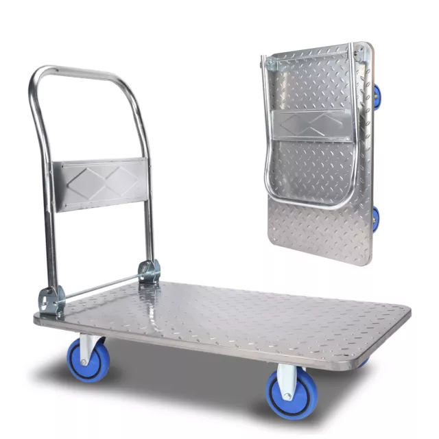 330/660 Steel Platform Cart Hand Truck Folding Heavy Duty Platform Truck Flat