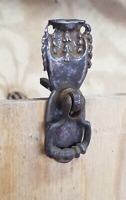 Antique Salvage  Small Ornate Screen Door Knob / Handle & Plate, all Steel
