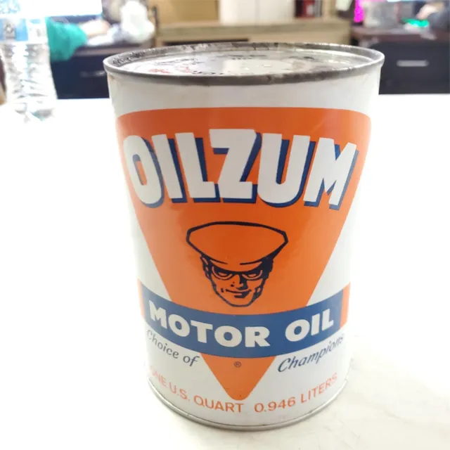 NOS Vtg Oilzum 70wt Motor Oil Can Great Graphics full QT Harley Motorcycle Graph