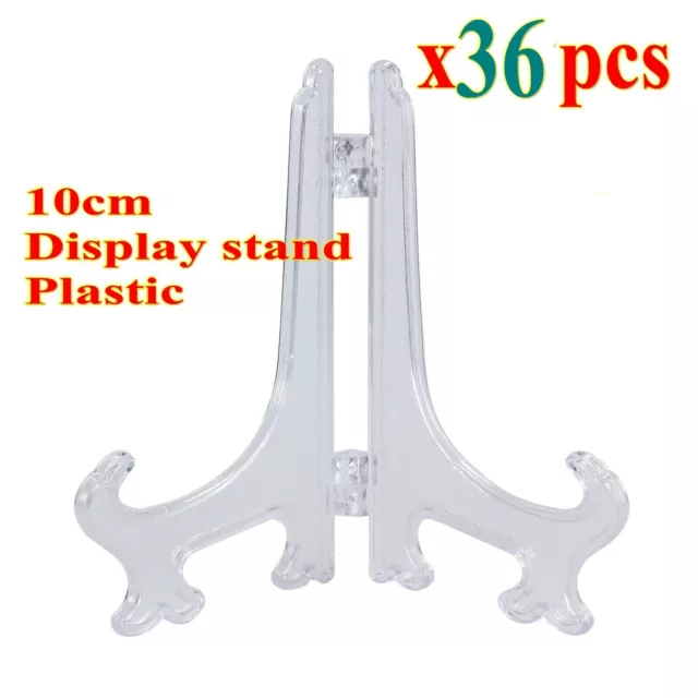 BULK 36pcs Small Card Plate Display Stand 10cm Holder Clear Stands Plastic