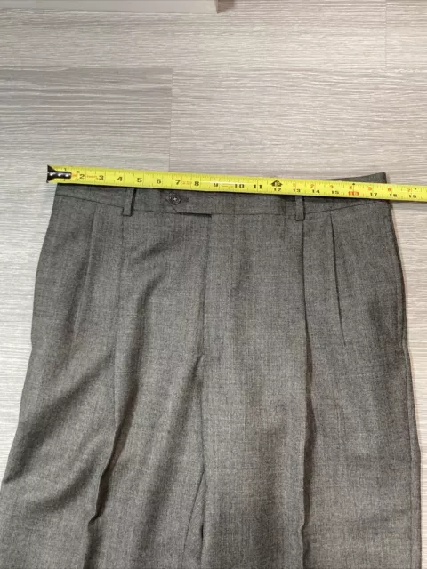 Austin Reed Pants Men's 36X31 Pleated Cuffed Relaxed Fit Gray Wool Dress Trouser 2
