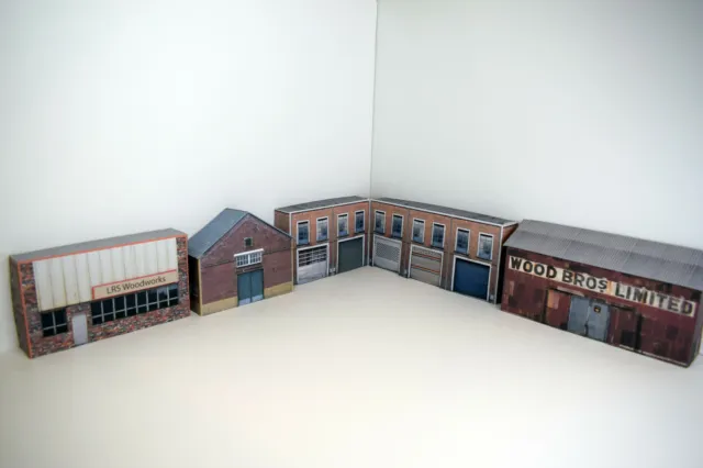 Low Relief Card OO Gauge Industrial Buildings Pack of 5 1/76 scale model Set 3