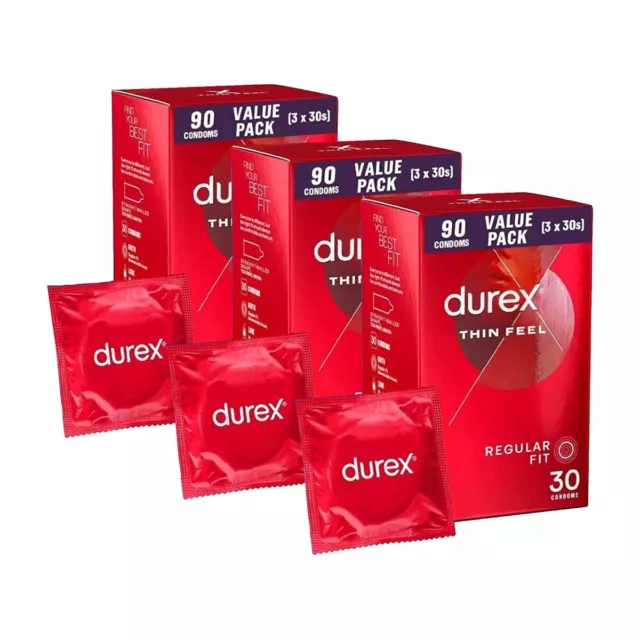 Durex [3PK] Fetherlite Ultra Thin Feel Condoms 20% Thinner Greater Sensitivity 2