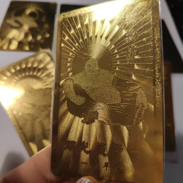 3pcs.Wish God Hotei #13 Gold metal Feng Shui card Purse Money Attract Wealth