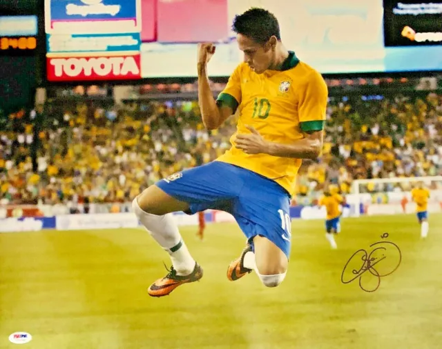 Neymar Jr. Autographed 16x20 Photo Brazil Goal Signed PSA DNA LOA