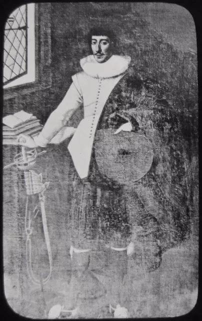 Glass Magic Lantern Slide PORTRAIT OF ST PHILIP SIDNEY C1890 DRAWING  . JV