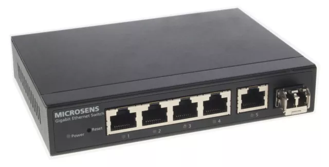 MICROSENS Industrial Gigabit Ethernet Switch // 5x R-J45, 1x SFP // MS453514M