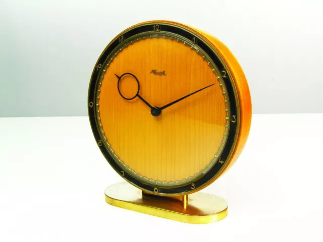 Beautiful Art Deco Bauhaus Wood Desk Clock Kienzle Heinrich Moeller Germany