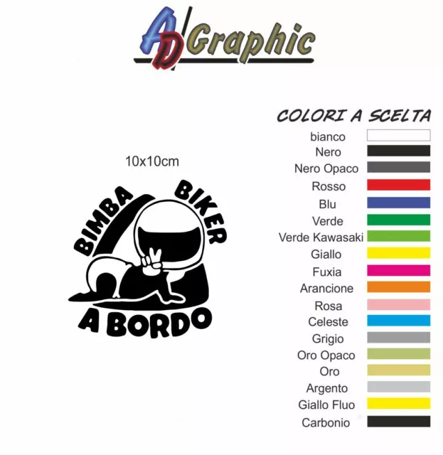 adesivo Sticker decal autocollant per auto moto bimba a bordo biker motociclista