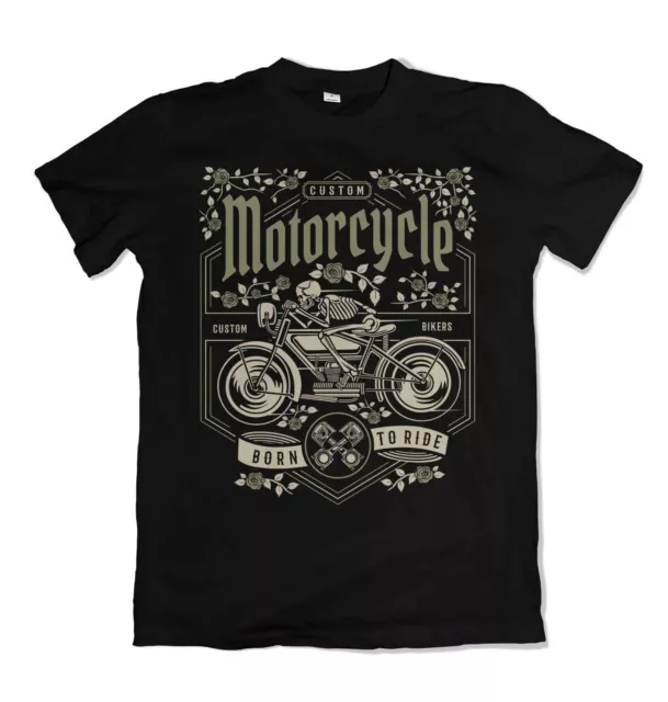 Skull Motorcycle mens t shirt born to ride motorcycle biker garage  S-3XL
