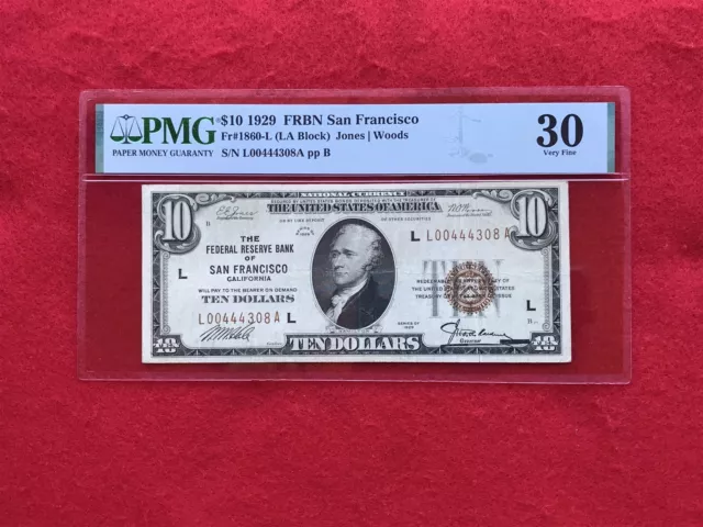 FR-1860L 1929 Series $10 San Francisco Federal Reserve Bank Note *PMG 30 VF*