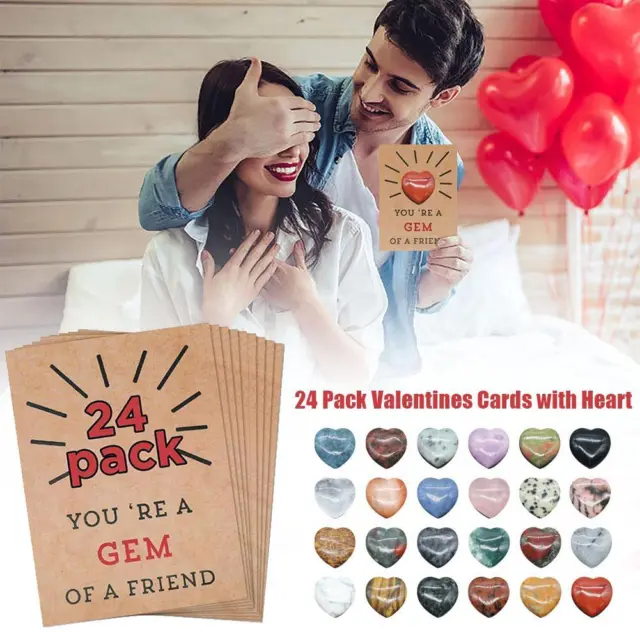 Valentine's Day Greeting Card 24Pcs Handmade Greeting Cards Valentines Card D8W5