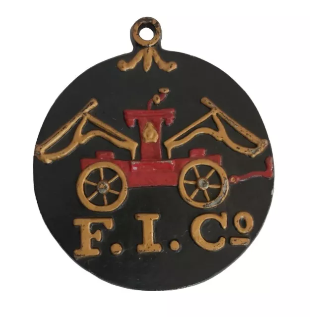 Vintage FIC Fireman Fire Truck Company Cast Iron Wall Decor