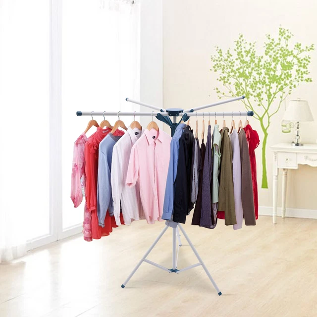 FOLDABLE CLOTHES DRYING Rack+Tripod Stand Portable Garment Stand Coat