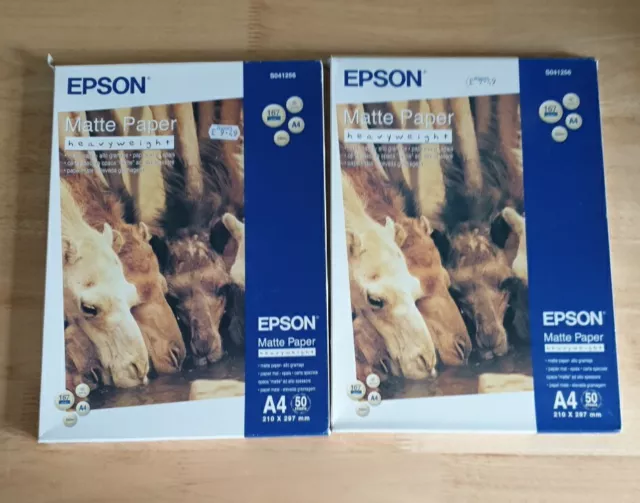 2x Packs Epson C13S041256 A4 Matte Paper Heavyweight 1 Slightly Used