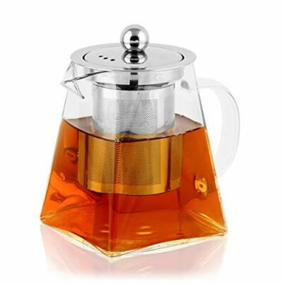 cassaforte sul piano cottura Teiera in vetro con infusore teiera con filtro per tè sfuso teiera con infusore in acciaio inox e coperchio 1000 ml 