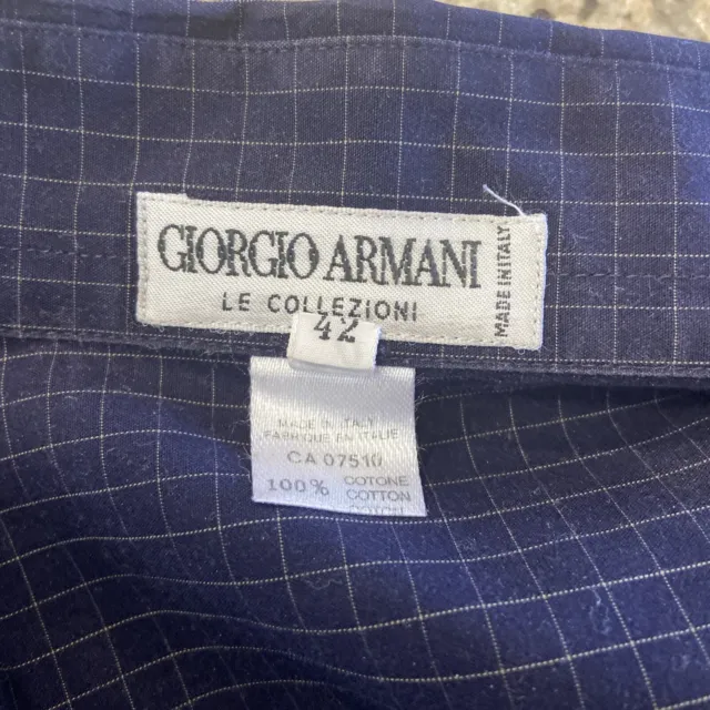 Giorgio Armani Le Collezioni 42 Dress Shirt Cotton Made In Italy French Cuff 3
