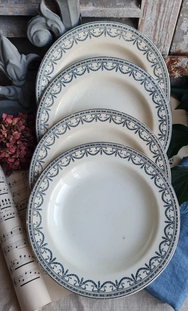 Lot Assiettes Creuses Céramique Salins Tambour Jaune Années 50-60 TBE