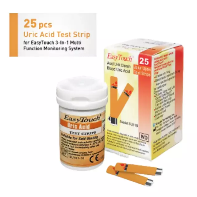 EasyTouch Blood Uric Acid Test Strips - 1 Box - 25 Strips - USA SHIP INCL SHIP