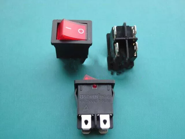 2pcs NEWSOKEN RK2-03 ON/OFF 10A/250VAC 4 Pins Rocker Switch Red Light
