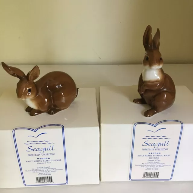 4 Porcelain Rabbit Figurines-Seagull Collection 3