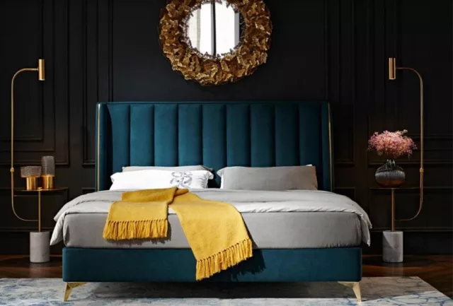 Chambre à Coucher Set Design Moderne Luxe Lit 2x Table de Chevet 3tlg. Neuf