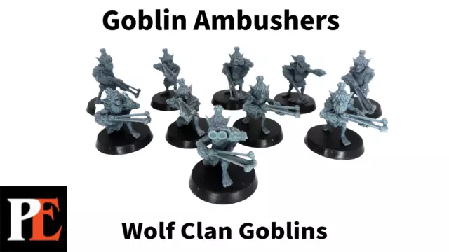 Encuentros de impresoras Goblin Ambushers Squad de 28 mm en miniatura