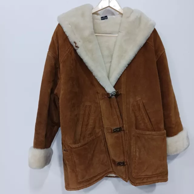 Gallery Hooded Genuine Leather Winter Coat Size Medium
