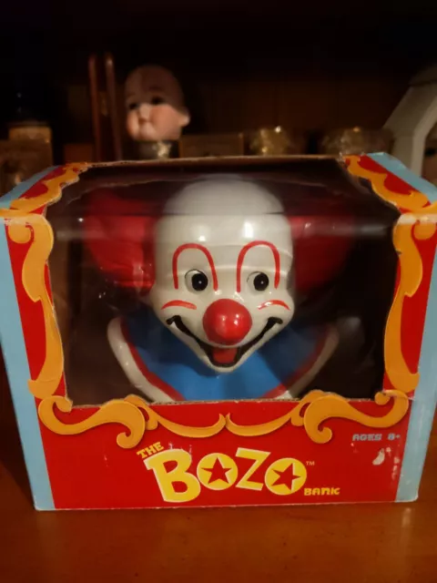 Vintage 2011 Larry Harmon Pictures  Bozo The Clown Coin Bank With Box Creepy Odd