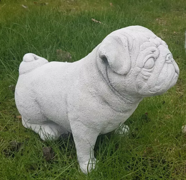 Mops Hund Beton Gartendeko Gartenfigur Steinfigur