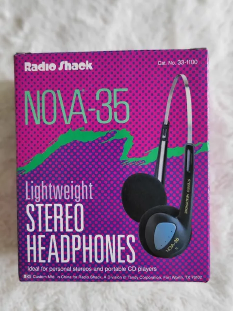 🌟 Vintage RadioShack NOVA-35 LIGHTWEIGHT STEREO HEADPHONES 33-1100 Brand New