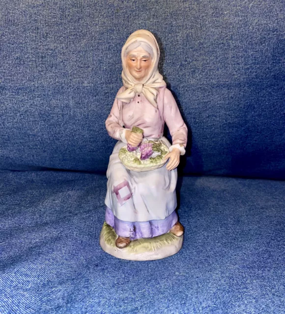 Vintage Homco Old Woman with Grapes Figurine 1433