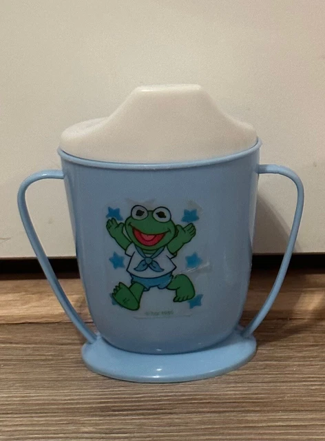 Vintage Muppets Kermit Sippy Cup 1989 Playskool Toddler Trainer Cup Lid Handles