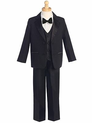 Formal Boy Tuxedo Kids Dress Suit Set Tuxedo no Tail Black All Sizes