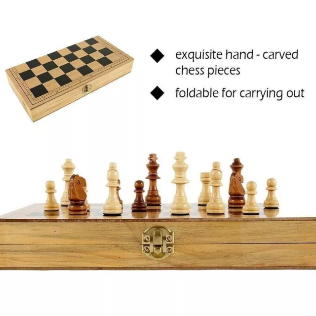 Juego de ajedrez de madera grande, tablero de ajedrez plegable, tablero de... 3