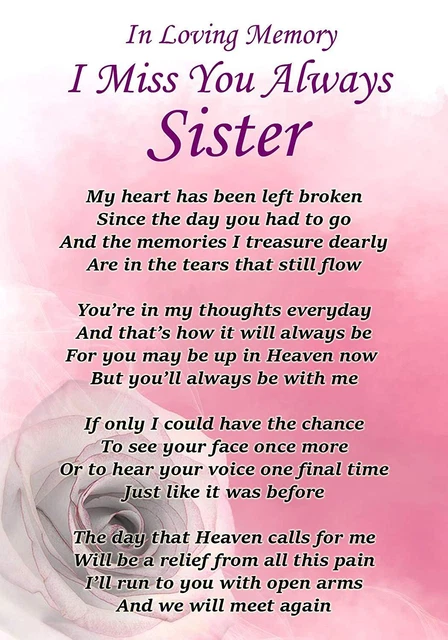 Sister Gift For Birthday Xmas Best Friend Keepsake Poem Print – Red Ocean Gifts - View #7