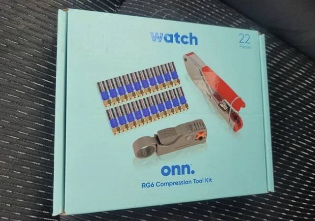 ONN RG6 Compression Tool Crimper Rotary Coax Cable Stripper 20 F Connectors