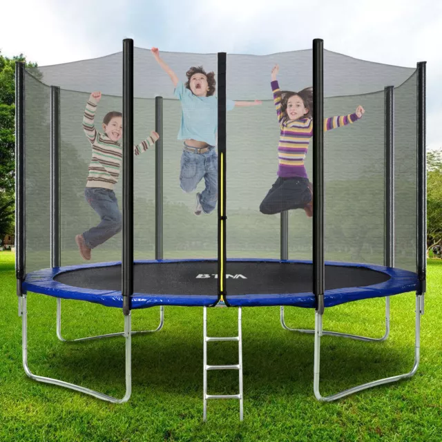 Trampoline 6ft 8ft 10ft With Enclosure Safety Net Ladder Outdoor Garden NS